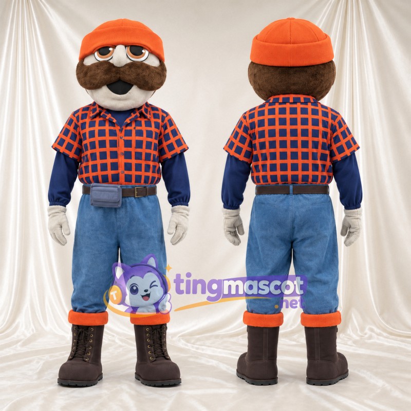 Maskottchenkostüm Arbeiter – wie abgebildet – Strickmütze (orange); Hemd