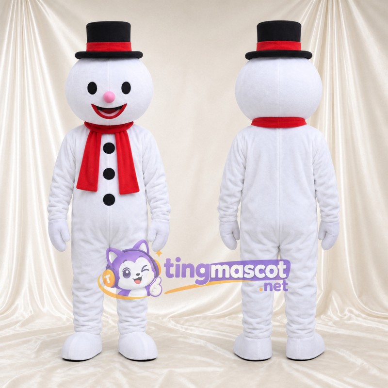 Costume de mascotte Bonhomme de neige – selon la photo – Chapeau (noir); Cou (rouge); Écharpe