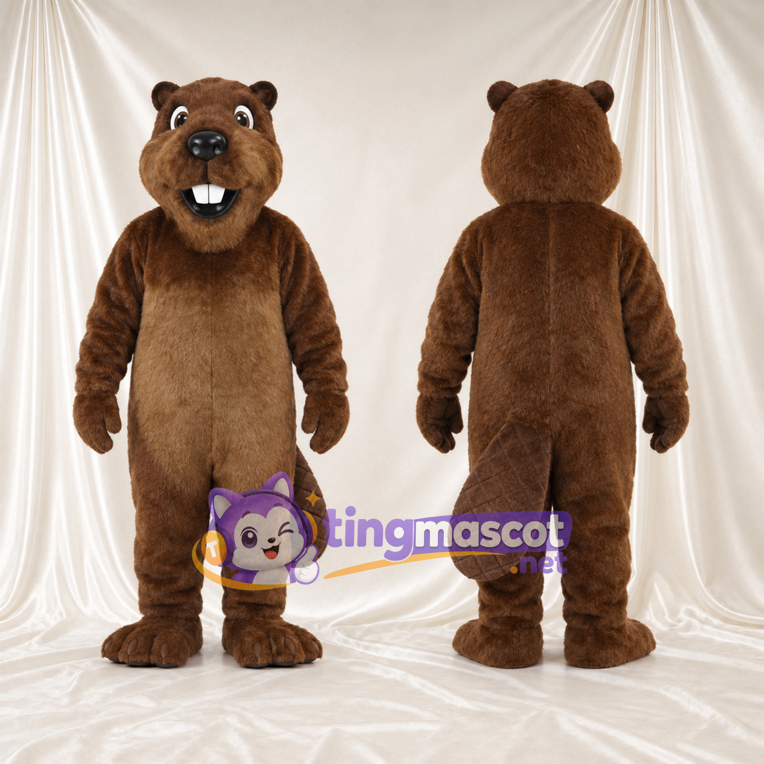 Costume de mascotte Castor – marron – Devant (grand); Dents; Queue (large) Costume de mascotte Castor – marron – Devant (grand); Dents; Queue (large)