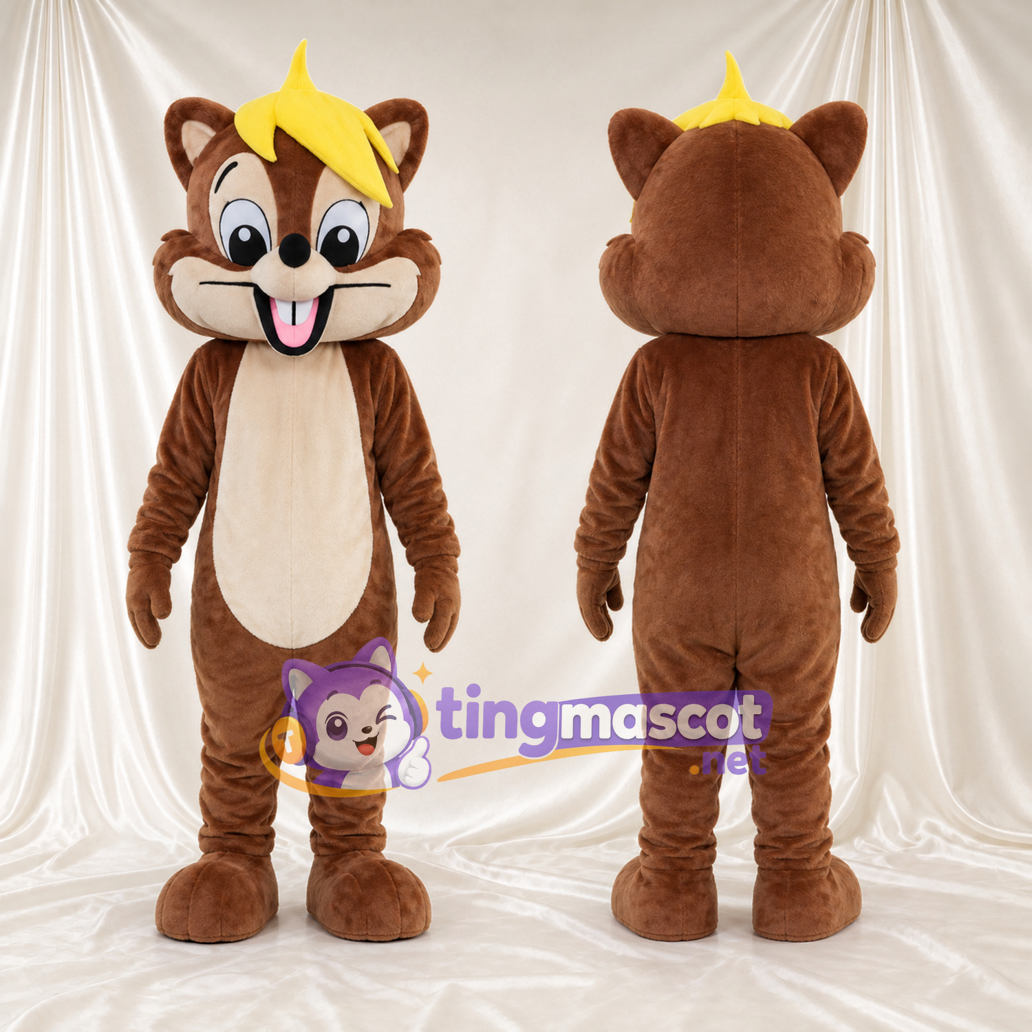 Brown Chipmunk Mascot Costume - Yellow Forelock and Cream Belly Brown Chipmunk Mascot Costume - Yellow Forelock and Cream Belly