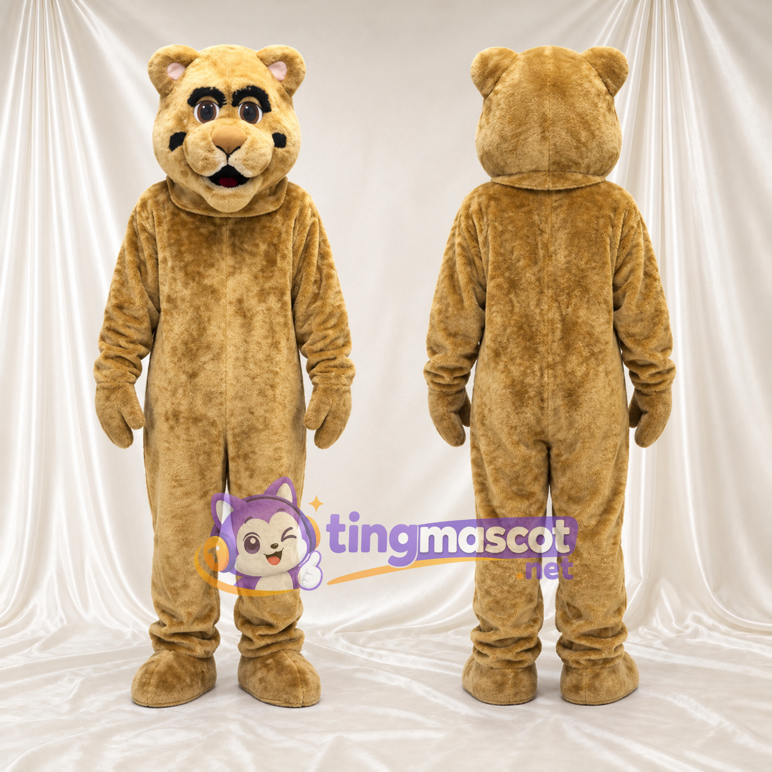 Golden Bear Mascot Costume - Dark Eye Patches and Cream Muzzle Golden Bear Mascot Costume - Dark Eye Patches and Cream Muzzle