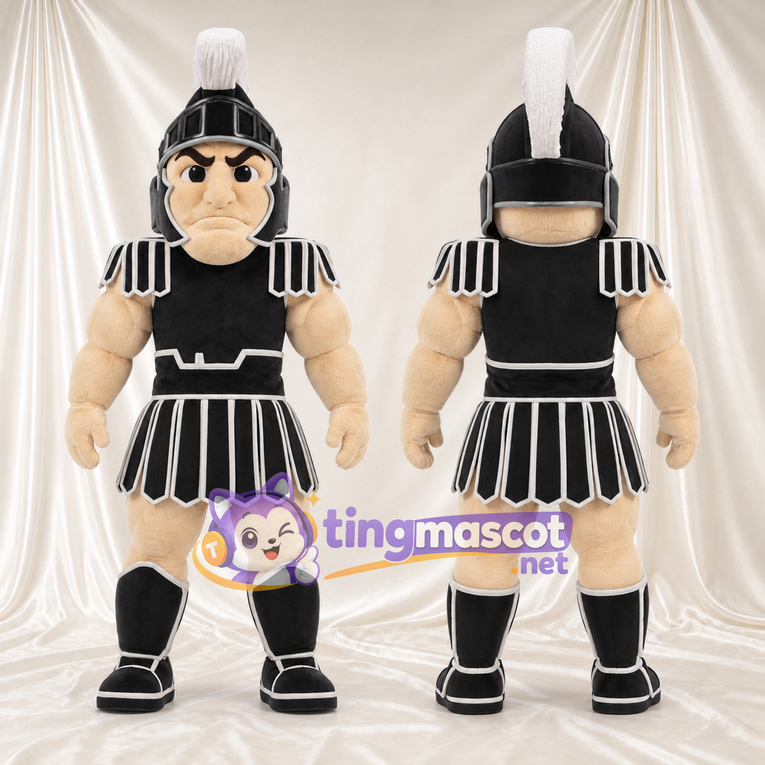 Costume de mascotte Guerrier romain – selon la photo – Armure (noir); Plumet (blanc) Costume de mascotte Guerrier romain – selon la photo – Armure (noir); Plumet (blanc)