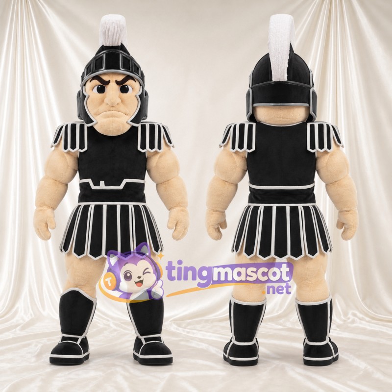 Costume de mascotte Guerrier romain – selon la photo – Armure (noir); Plumet (blanc)