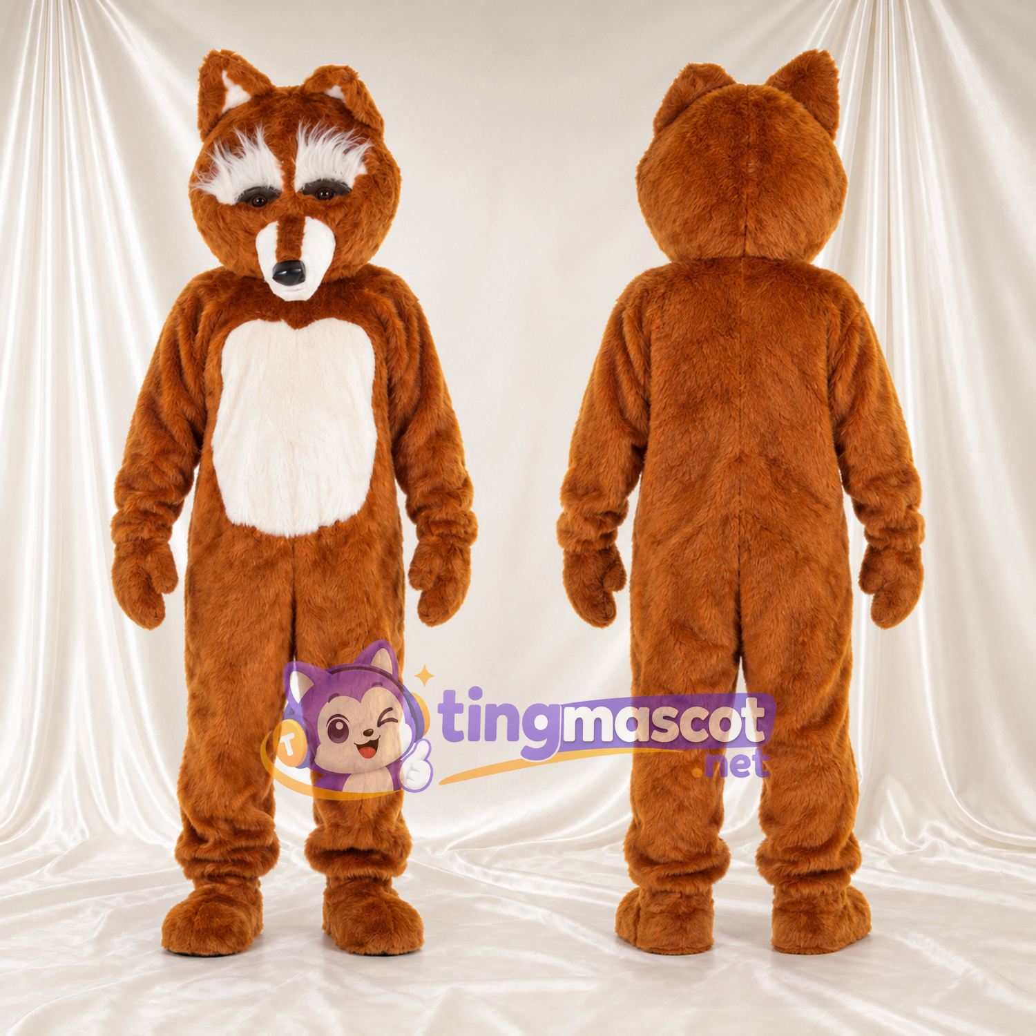 Costume de mascotte Loup – marron – Ventre (blanc, blanc) Costume de mascotte Loup – marron – Ventre (blanc, blanc)