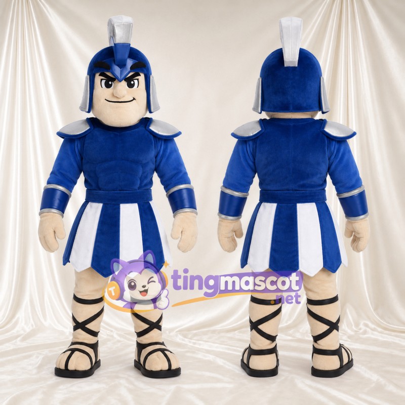 Costume de mascotte Guerrier romain – selon la photo – Armure (bleu); Jupe (blanc)