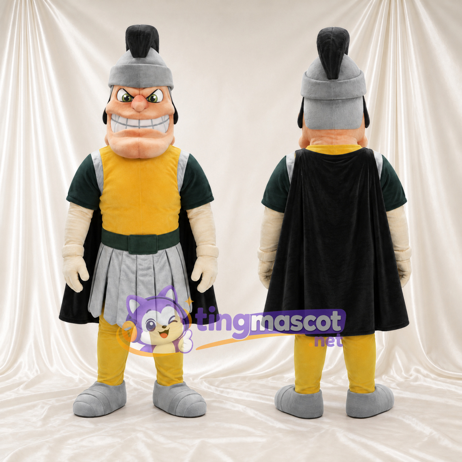 Maskottchenkostüm Römischer Krieger – wie abgebildet – Brust (gelb); Rüstung; Rock (grau) Maskottchenkostüm Römischer Krieger – wie abgebildet – Brust (gelb); Rüstung; Rock (grau)