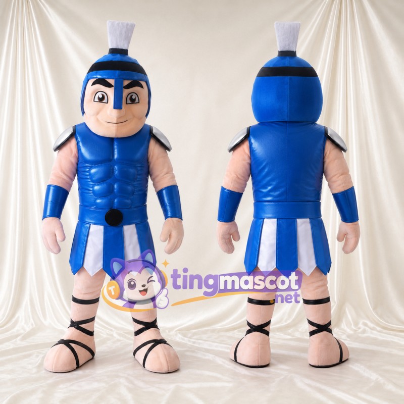 Costume de mascotte Guerrier romain – selon la photo – Armure (bleu); Plumet (blanc)