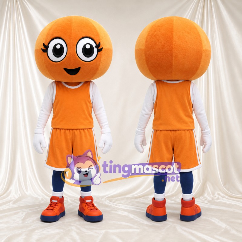 Costume de mascotte Personnage rond – orange – Tenue de basket (orange)