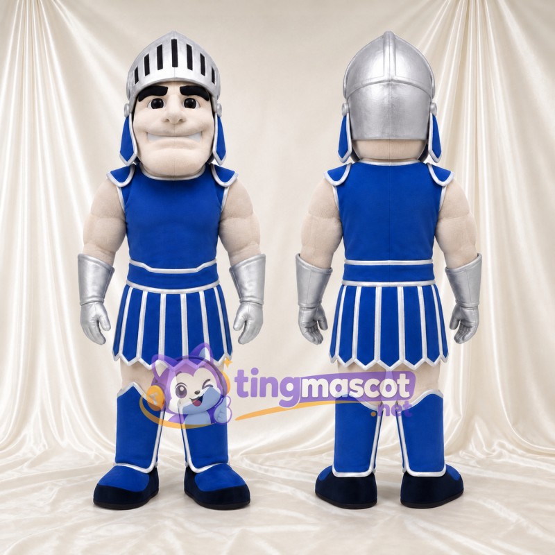 Costume de mascotte Guerrier romain – selon la photo – Armure (bleu); Casque (argenté)