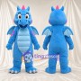 Costume de mascotte Dragon – bleu – Cornes (rose); Ventre (bleu clair)