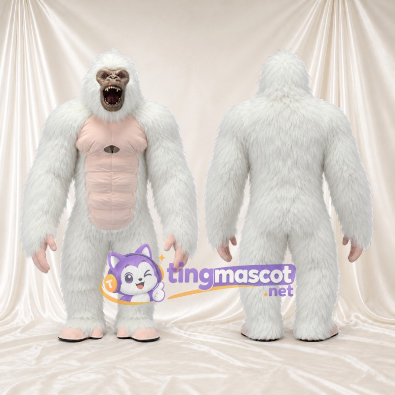 Costume de mascotte Gorille – blanc – Torse (rose, musclé)