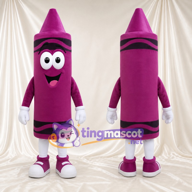 Costume de mascotte Crayon de cire – violet – Gants (noir, blanc)