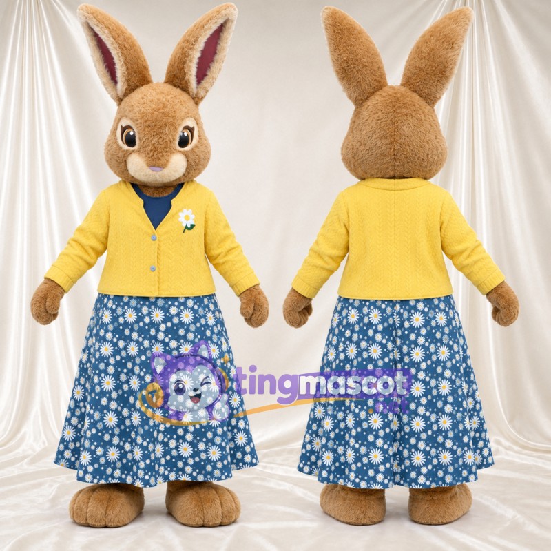 Costume de mascotte Mrs. Rabbit – selon la photo – Jupe (jaune, bleu, fleuri)