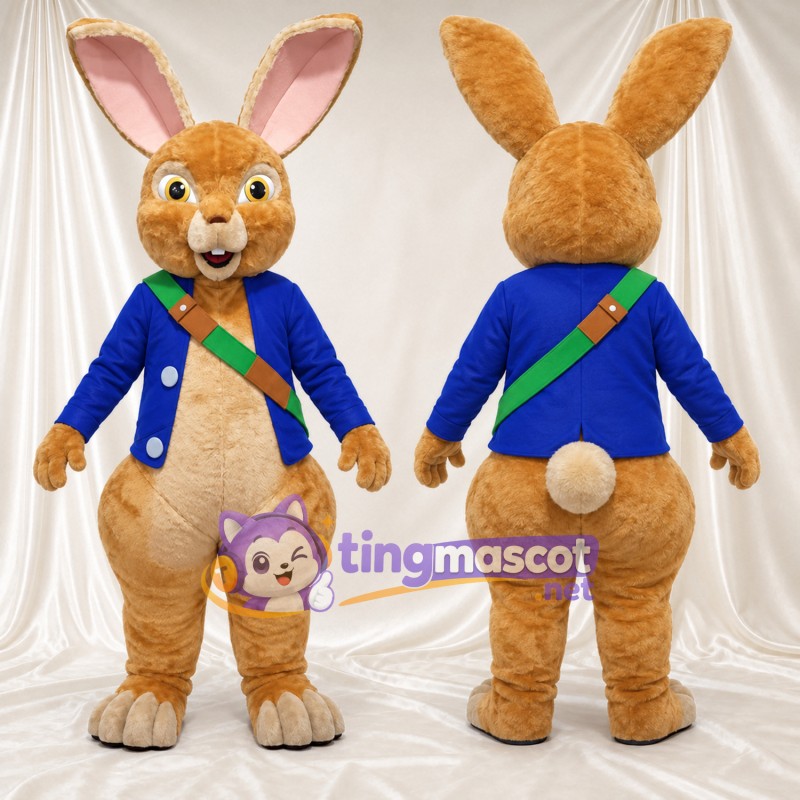 Costume de mascotte Peter Rabbit – selon la photo – Veste (bleu); Bandoulière (vert)