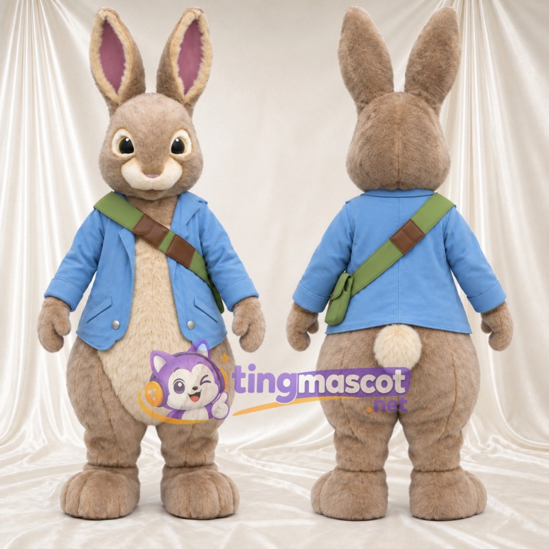 Costume de mascotte Peter Rabbit – selon la photo – Veste (bleu); Bandoulière (vert, marron)