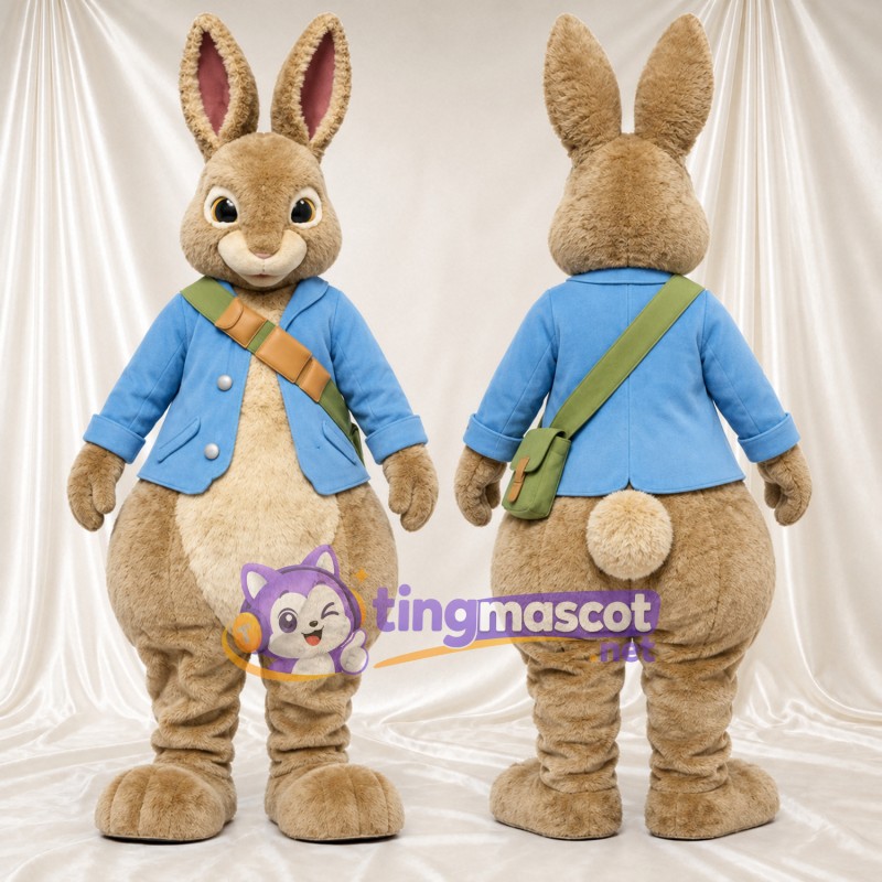 Costume de mascotte Peter Rabbit – selon la photo – Veste (bleu); Bandoulière croisée