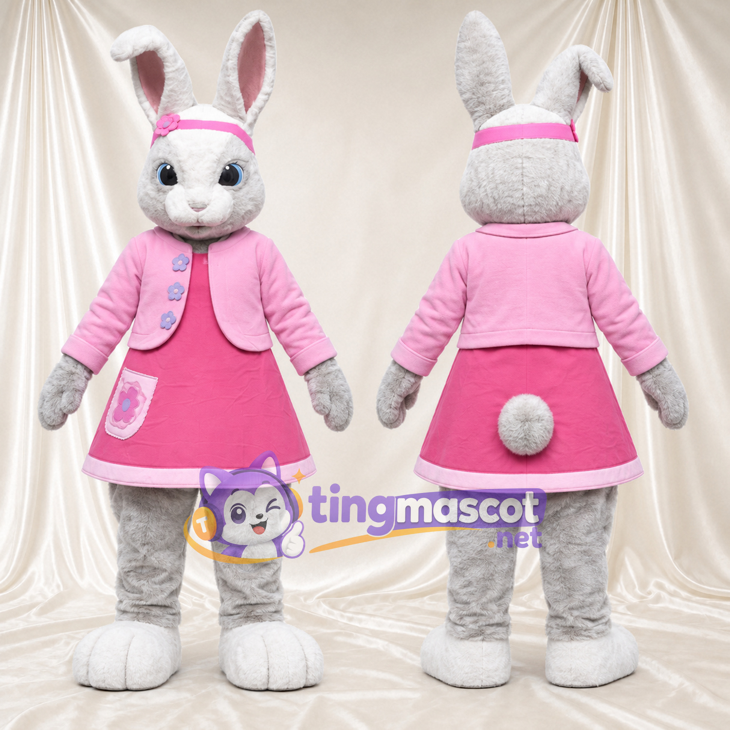 Maskottchenkostüm Lily Bobtail – wie abgebildet – Kleid (rosa); Stirnband (rosa) Maskottchenkostüm Lily Bobtail – wie abgebildet – Kleid (rosa); Stirnband (rosa)