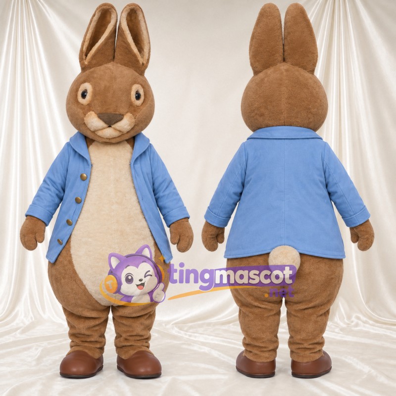 Costume de mascotte Peter Rabbit – selon la photo – Veste (bleu clair); Ventre (rond, crème)