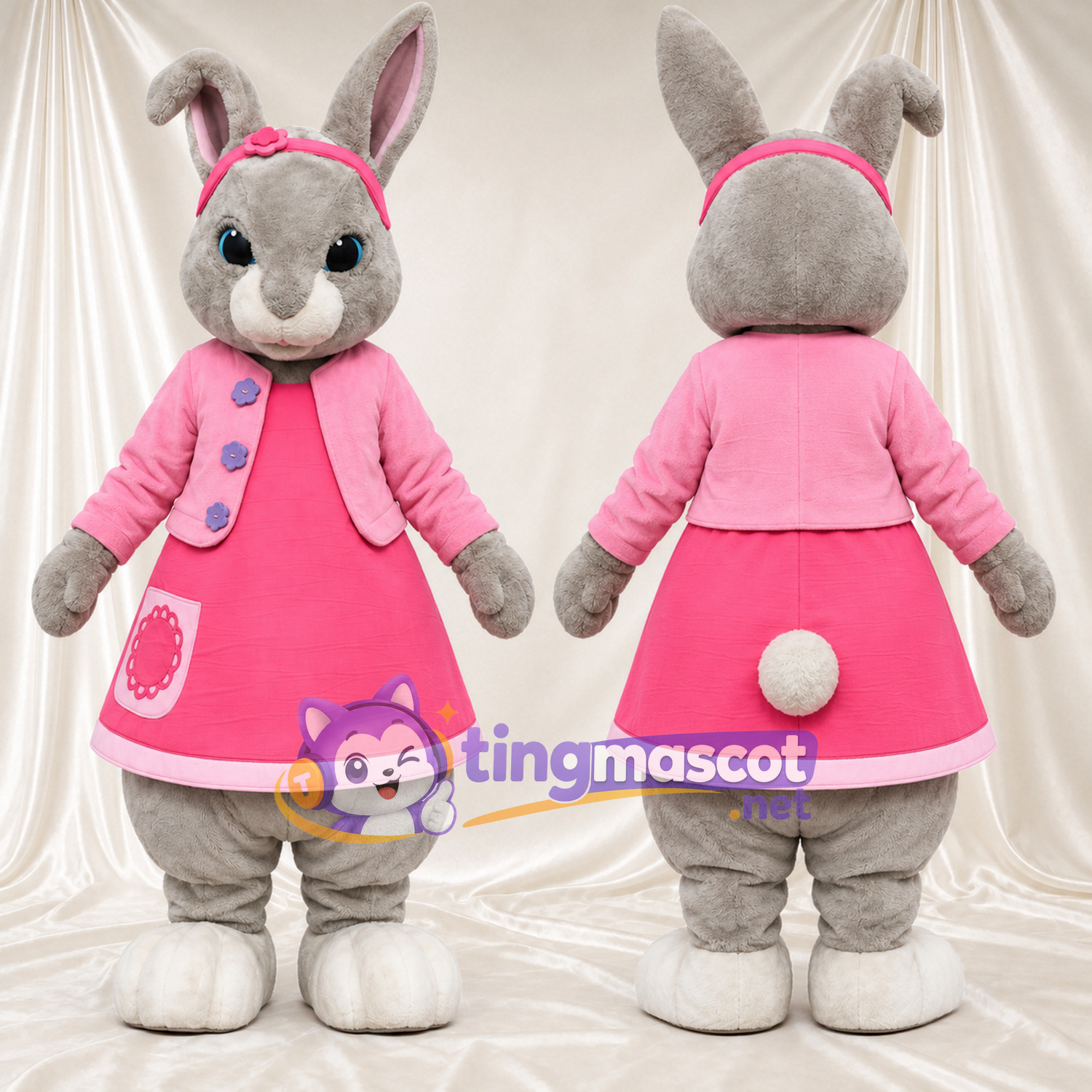 Maskottchenkostüm Lily Bobtail – wie abgebildet – Jacke (rosa); Kleid (mit Erdbeertasche) Maskottchenkostüm Lily Bobtail – wie abgebildet – Jacke (rosa); Kleid (mit Erdbeertasche)