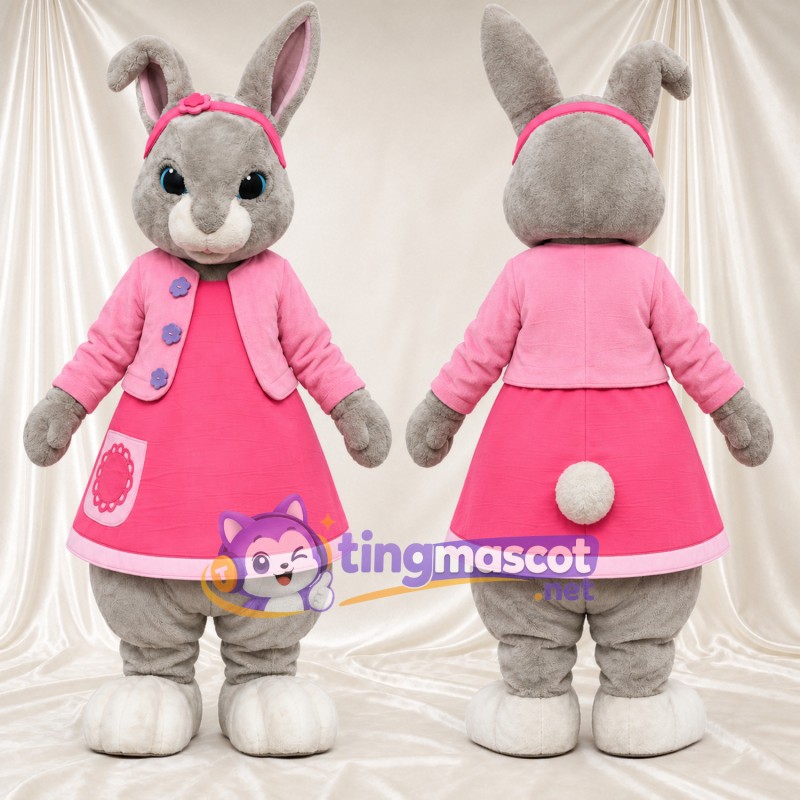 Maskottchenkostüm Lily Bobtail – wie abgebildet – Jacke (rosa); Kleid (mit Erdbeertasche)