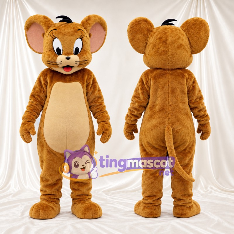Costume de mascotte Jerry – selon la photo – Fourrure (doré); Oreilles (grand, rose)