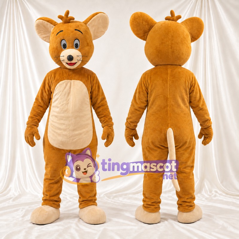 Costume de mascotte Jerry – selon la photo – Fourrure (brun clair); Oreilles (grand)