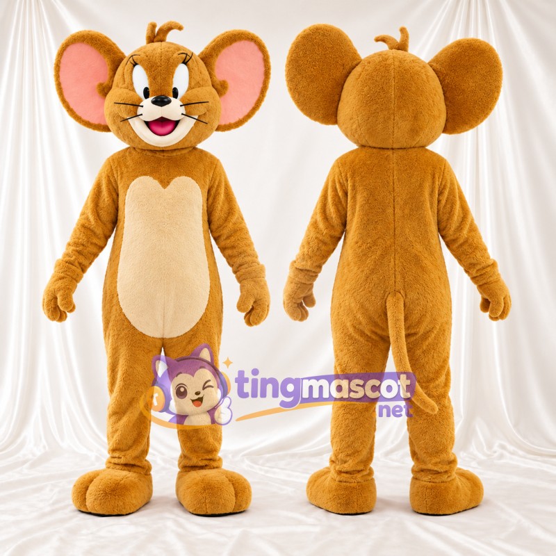 Costume de mascotte Jerry – selon la photo – Sourire (large); Oreilles (grand, rose)