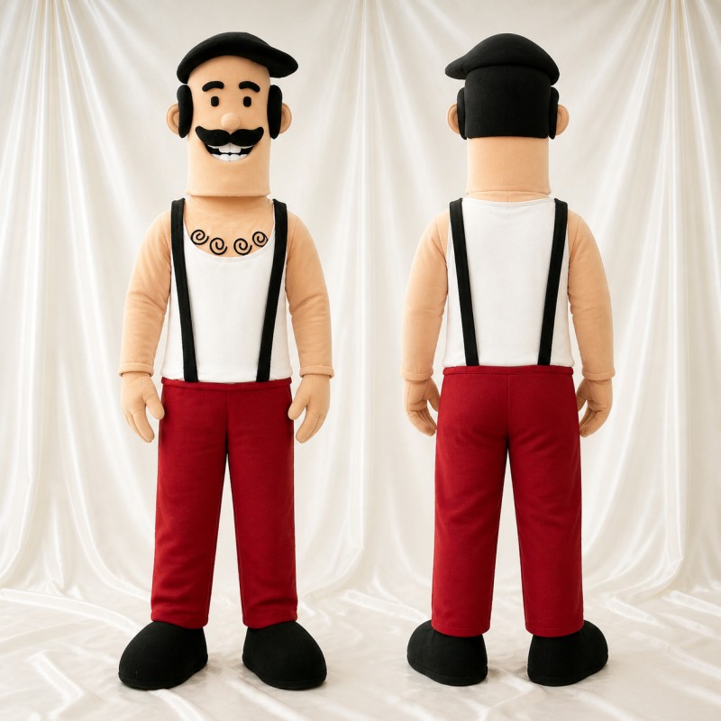 Mustached Man Mascot Costume Full Body for Adults Stage Events