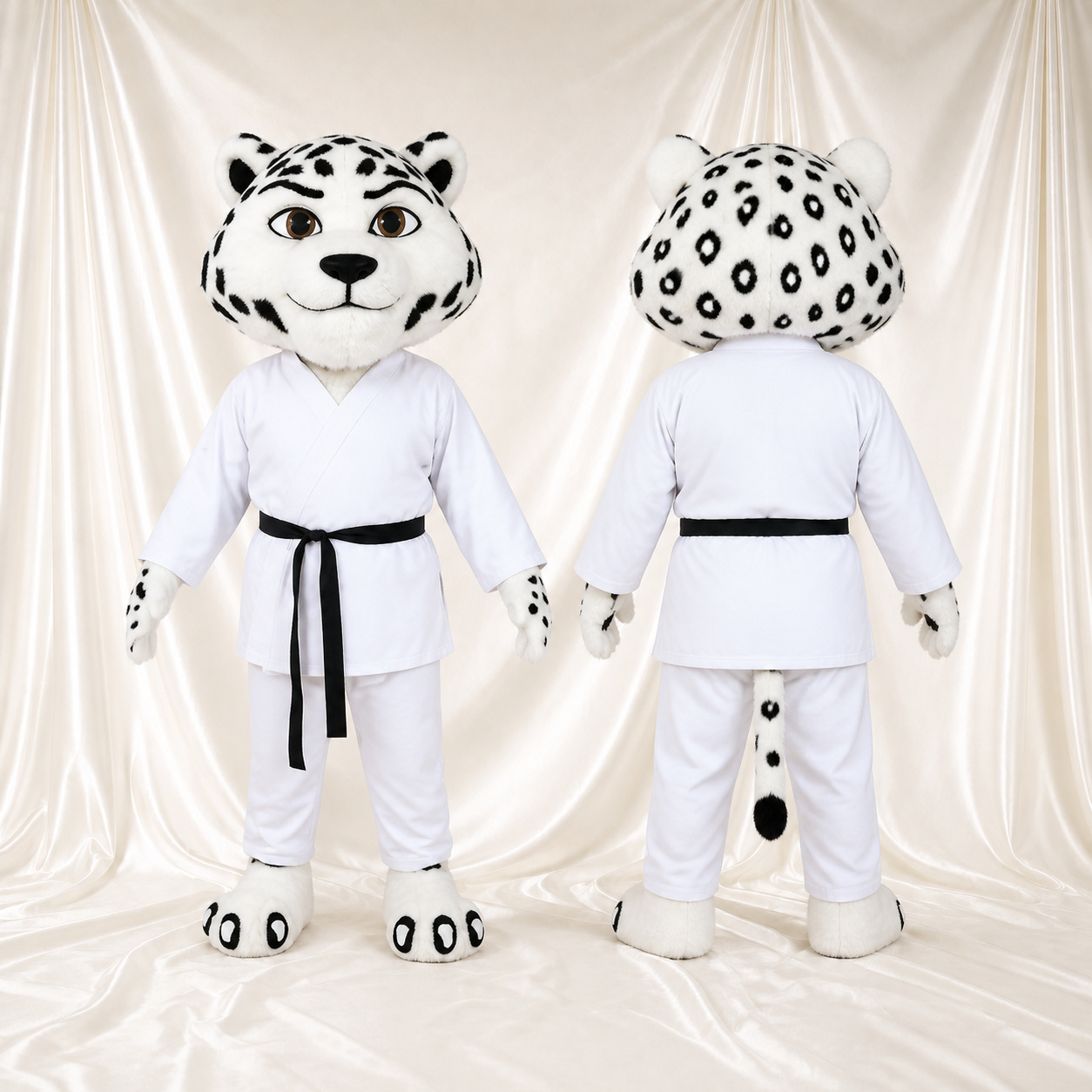 Léopard des Neiges Costume de mascotte intégral pour adultes Arts Martiaux Léopard des Neiges Costume de mascotte intégral pour adultes Arts Martiaux