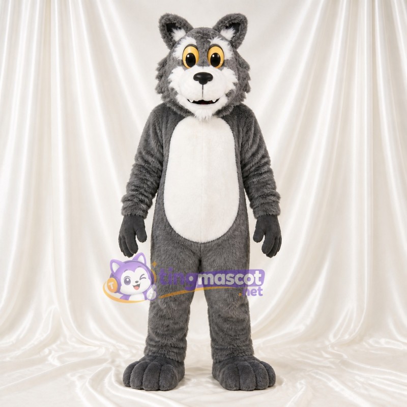 Shaggy Wolf Mascot Costume Full Body for Adults Sports Events