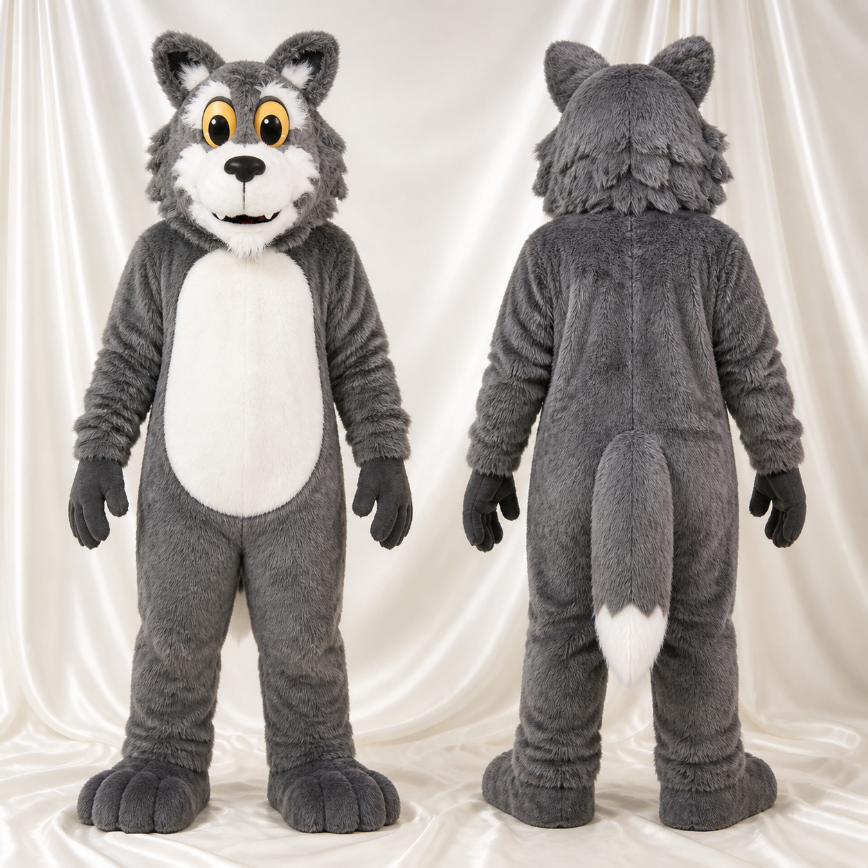 Shaggy Wolf Mascot Costume Full Body for Adults Sports Events