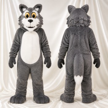 Shaggy Wolf Mascot Costume Full Body for Adults Sports Events
