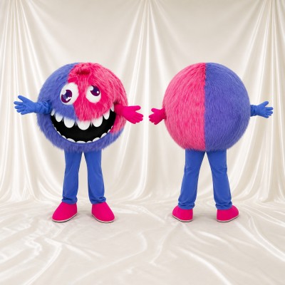 Two Tone Monster Mascot Costume Full Body for Adults School Events