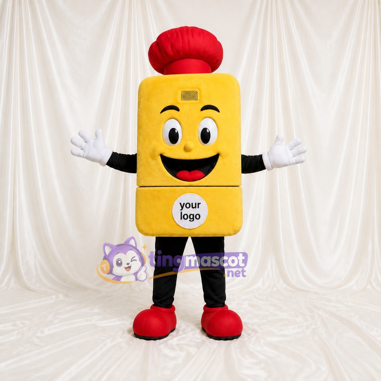 Chef Block Mascot Costume Full Body for Adults Food Events Chef Block Mascot Costume Full Body for Adults Food Events
