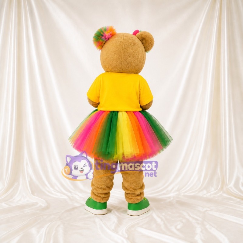 Rainbow Tutu Bear Mascot Costume Full Body for Adults Dance Events