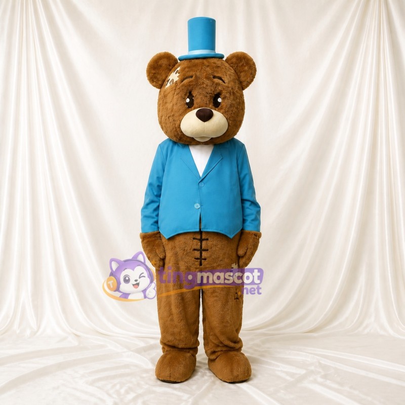 Top Hat Bear Mascot Costume Full Body for Adults Stage Events