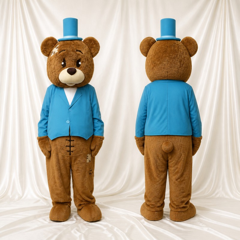 Top Hat Bear Mascot Costume Full Body for Adults Stage Events