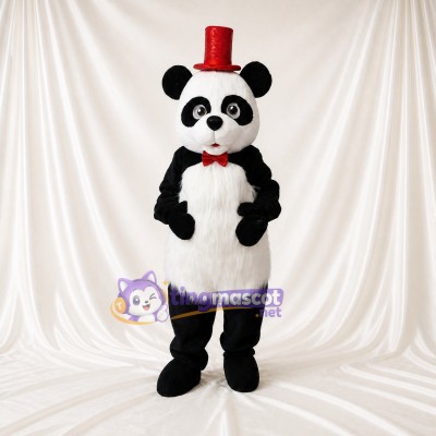 Top Hat Panda Mascot Costume Full Body for Adults Stage Events