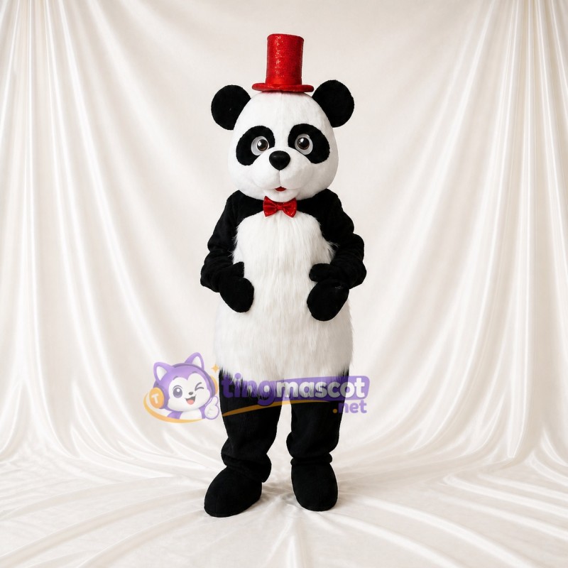 Top Hat Panda Mascot Costume Full Body for Adults Stage Events