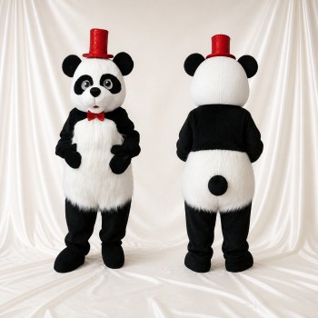 Top Hat Panda Mascot Costume Full Body for Adults Stage Events