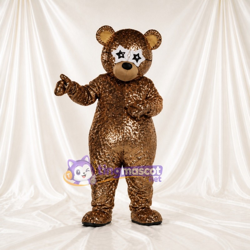 Metallic Bear Mascot Costume Full Body for Adults Promotions