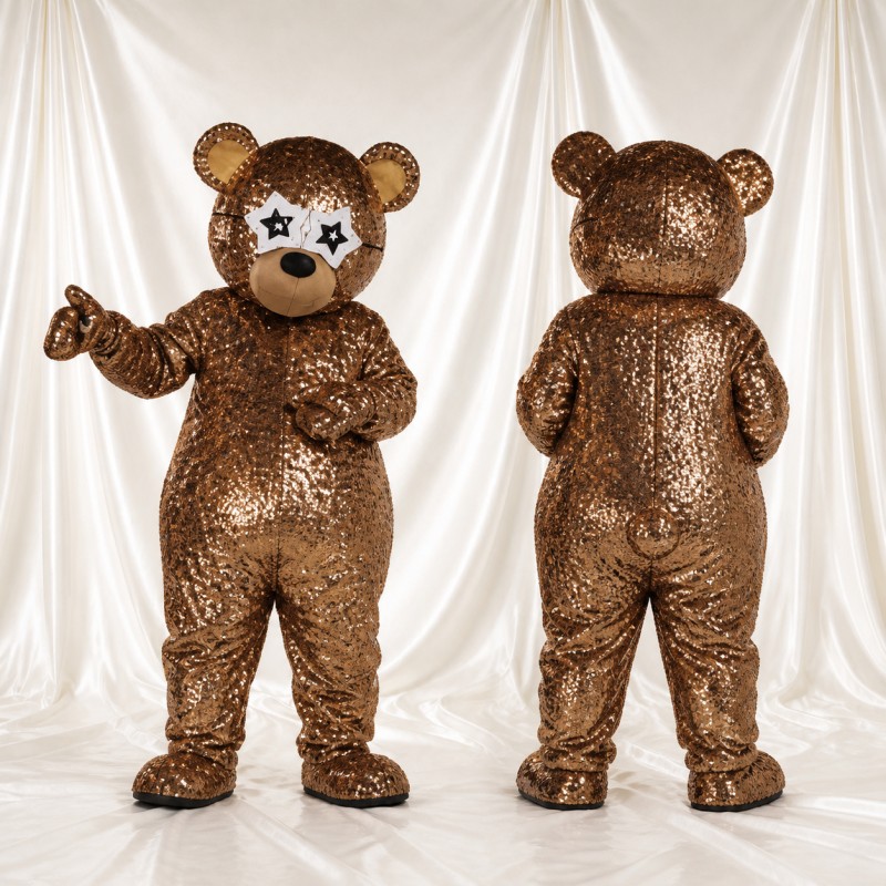 Metallic Bear Mascot Costume Full Body for Adults Promotions