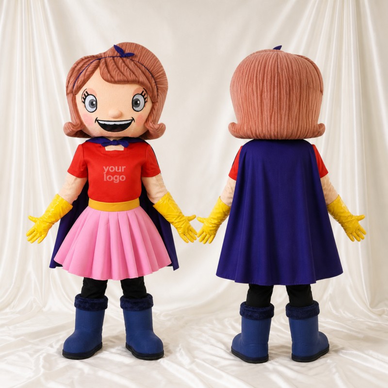 Superhero Girl Mascot Costume Full Body for Adults School Events