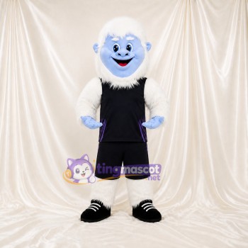 Blanc Bleu et Noir Yéti Costume de mascotte intégral pour adultes Événements scolaires