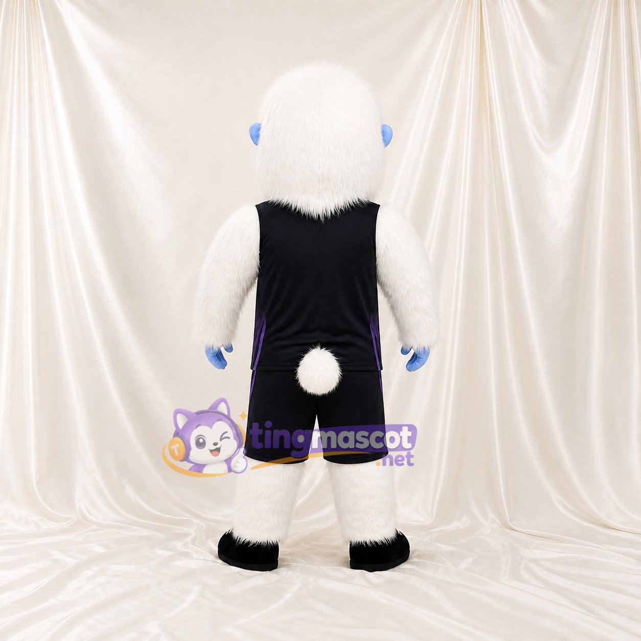 Blanc Bleu et Noir Yéti Costume de mascotte intégral pour adultes Événements scolaires Blanc Bleu et Noir Yéti Costume de mascotte intégral pour adultes Événements scolaires