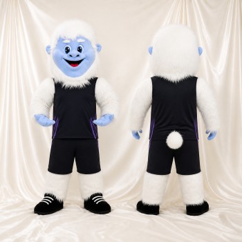Blanc Bleu et Noir Yéti Costume de mascotte intégral pour adultes Événements scolaires