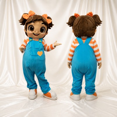 Blue Girl Mascot Costume Full Body for Adults School Events