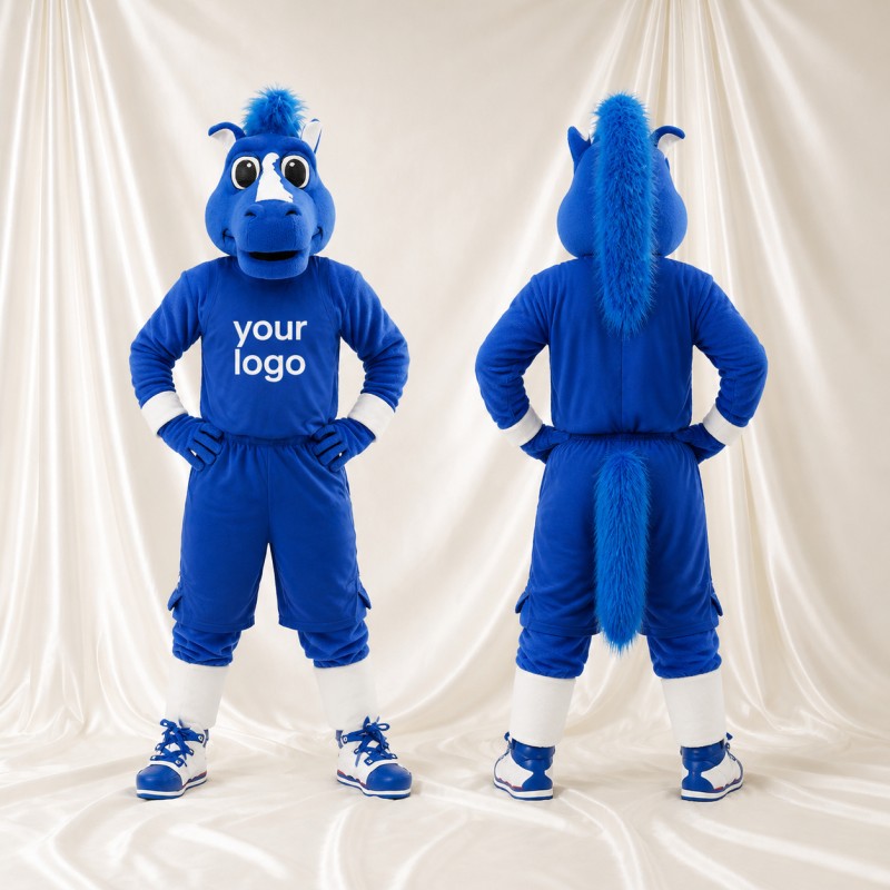 Blue Horse Mascot Costume Full Body for Adults Sports Events