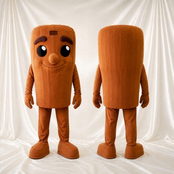 Wooden Block Mascot Costume Full Body for Adults Promotions