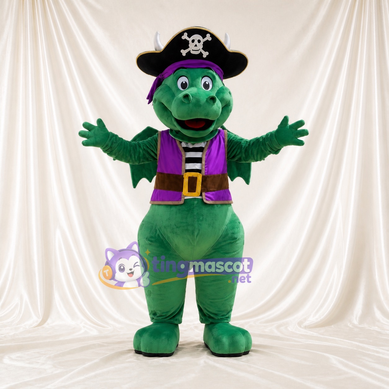 Costume de mascotte tricératops pirate intégral pour adultes – événements de scène Costume de mascotte tricératops pirate intégral pour adultes – événements de scène